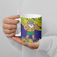 Brazil Christmas Ceramic Mug with Tropical Santa Tribal Pattern National Colors and Merry Christmas Text Design - Wonder Print Shop