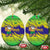 Brazil Christmas Ceramic Ornament with Tropical Santa Tribal Pattern National Colors and Merry Christmas Text Design - Wonder Print Shop