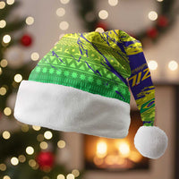 Brazil Christmas Santa Hat with Tropical Santa Tribal Pattern National Colors and Merry Christmas Text Design - Wonder Print Shop
