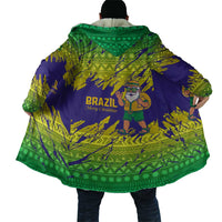 Brazil Christmas Cloak with Tropical Santa Tribal Pattern National Colors and Merry Christmas Text Design - Wonder Print Shop