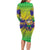 Brazil Christmas Family Matching Long Sleeve Bodycon Dress and Hawaiian Shirt with Tropical Santa Tribal Pattern National Colors and Merry Christmas Text Design - Wonder Print Shop