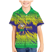 Brazil Christmas Family Matching Mermaid Dress and Hawaiian Shirt with Tropical Santa Tribal Pattern National Colors and Merry Christmas Text Design - Wonder Print Shop