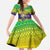 Brazil Christmas Family Matching Off The Shoulder Long Sleeve Dress and Hawaiian Shirt with Tropical Santa Tribal Pattern National Colors and Merry Christmas Text Design - Wonder Print Shop