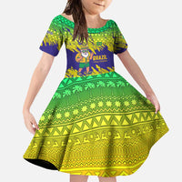 Brazil Christmas Family Matching Off Shoulder Maxi Dress and Hawaiian Shirt with Tropical Santa Tribal Pattern National Colors and Merry Christmas Text Design - Wonder Print Shop