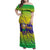Brazil Christmas Family Matching Off Shoulder Maxi Dress and Hawaiian Shirt with Tropical Santa Tribal Pattern National Colors and Merry Christmas Text Design - Wonder Print Shop
