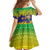 Brazil Christmas Family Matching Off Shoulder Short Dress and Hawaiian Shirt with Tropical Santa Tribal Pattern National Colors and Merry Christmas Text Design - Wonder Print Shop