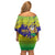 Brazil Christmas Family Matching Off Shoulder Short Dress and Hawaiian Shirt with Tropical Santa Tribal Pattern National Colors and Merry Christmas Text Design - Wonder Print Shop