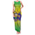 Brazil Christmas Family Matching Tank Maxi Dress and Hawaiian Shirt with Tropical Santa Tribal Pattern National Colors and Merry Christmas Text Design - Wonder Print Shop