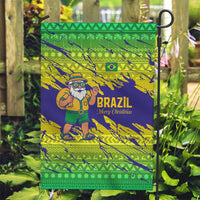 Brazil Christmas Garden Flag with Tropical Santa Tribal Pattern National Colors and Merry Christmas Text Design - Wonder Print Shop