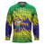 Brazil Christmas Hockey Jersey with Tropical Santa Tribal Pattern National Colors and Merry Christmas Text Design - Wonder Print Shop