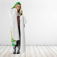 Brazil Christmas Hooded Blanket with Tropical Santa Tribal Pattern National Colors and Merry Christmas Text Design - Wonder Print Shop