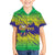 Brazil Christmas Kid Hawaiian Shirt with Tropical Santa Tribal Pattern National Colors and Merry Christmas Text Design - Wonder Print Shop