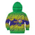 Brazil Christmas Kid Hoodie with Tropical Santa Tribal Pattern National Colors and Merry Christmas Text Design - Wonder Print Shop