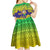Brazil Christmas Kid Short Sleeve Dress with Tropical Santa Tribal Pattern National Colors and Merry Christmas Text Design - Wonder Print Shop