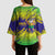 Brazil Christmas Kimono Sleeve Blouse with Tropical Santa Tribal Pattern National Colors and Merry Christmas Text Design - Wonder Print Shop