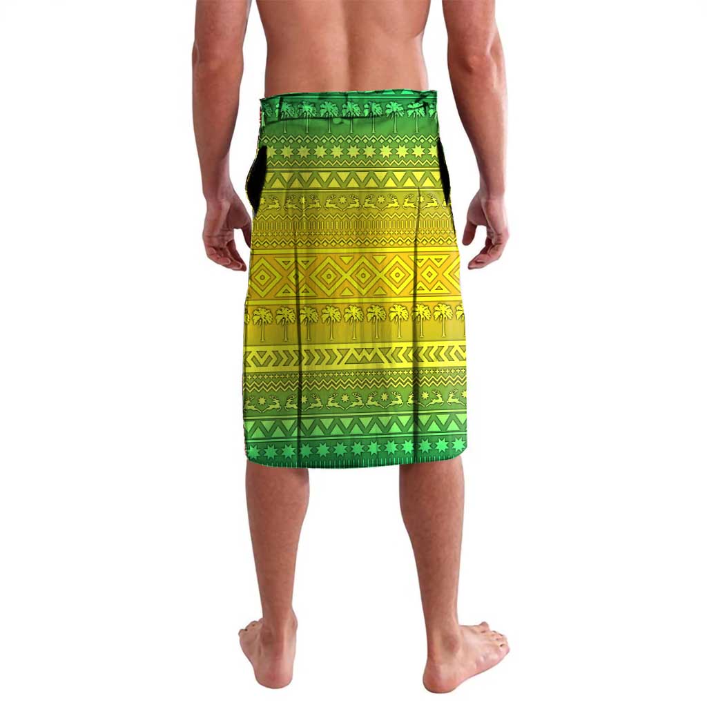 Brazil Christmas Lavalava with Tropical Santa Tribal Pattern National Colors and Merry Christmas Text Design - Wonder Print Shop