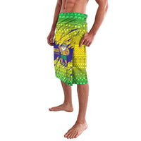 Brazil Christmas Lavalava with Tropical Santa Tribal Pattern National Colors and Merry Christmas Text Design - Wonder Print Shop