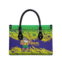 Brazil Christmas Leather Bag with Tropical Santa Tribal Pattern National Colors and Merry Christmas Text Design - Wonder Print Shop