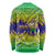 Brazil Christmas Long Sleeve Shirt with Tropical Santa Tribal Pattern National Colors and Merry Christmas Text Design - Wonder Print Shop