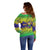 Brazil Christmas Off Shoulder Sweater with Tropical Santa Tribal Pattern National Colors and Merry Christmas Text Design - Wonder Print Shop