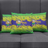 Brazil Christmas Pillow Cover with Tropical Santa Tribal Pattern National Colors and Merry Christmas Text Design - Wonder Print Shop