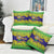 Brazil Christmas Pillow Cover with Tropical Santa Tribal Pattern National Colors and Merry Christmas Text Design - Wonder Print Shop