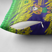 Brazil Christmas Pillow Cover with Tropical Santa Tribal Pattern National Colors and Merry Christmas Text Design - Wonder Print Shop