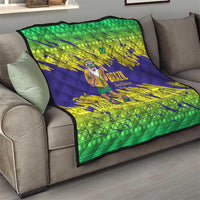 Brazil Christmas Quilt with Tropical Santa Tribal Pattern National Colors and Merry Christmas Text Design - Wonder Print Shop