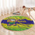 Brazil Christmas Round Carpet with Tropical Santa Tribal Pattern National Colors and Merry Christmas Text Design - Wonder Print Shop