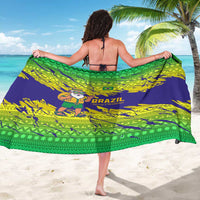 Brazil Christmas Sarong with Tropical Santa Tribal Pattern National Colors and Merry Christmas Text Design - Wonder Print Shop