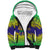 Brazil Christmas Sherpa Hoodie with Tropical Santa Tribal Pattern National Colors and Merry Christmas Text Design - Wonder Print Shop