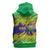 Brazil Christmas Sleeveless Hoodie with Tropical Santa Tribal Pattern National Colors and Merry Christmas Text Design - Wonder Print Shop