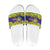 Brazil Christmas Slide Sandals with Tropical Santa Tribal Pattern National Colors and Merry Christmas Text Design - Wonder Print Shop