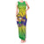 Brazil Christmas Tank Maxi Dress with Tropical Santa Tribal Pattern National Colors and Merry Christmas Text Design - Wonder Print Shop