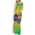 Brazil Christmas Tank Maxi Dress with Tropical Santa Tribal Pattern National Colors and Merry Christmas Text Design - Wonder Print Shop