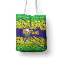 Brazil Christmas Tote Bag with Tropical Santa Tribal Pattern National Colors and Merry Christmas Text Design - Wonder Print Shop