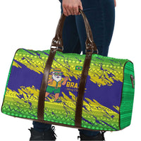 Brazil Christmas Travel Bag with Tropical Santa Tribal Pattern National Colors and Merry Christmas Text Design - Wonder Print Shop