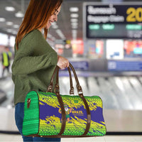 Brazil Christmas Travel Bag with Tropical Santa Tribal Pattern National Colors and Merry Christmas Text Design - Wonder Print Shop