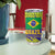 Brazil Christmas Tumbler Cup with Tropical Santa Tribal Pattern National Colors and Merry Christmas Text Design - Wonder Print Shop