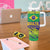 Brazil Christmas Tumbler With Handle with Tropical Santa Tribal Pattern National Colors and Merry Christmas Text Design - Wonder Print Shop