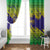 Brazil Christmas Window Curtain with Tropical Santa Tribal Pattern National Colors and Merry Christmas Text Design - Wonder Print Shop