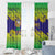 Brazil Christmas Window Curtain with Tropical Santa Tribal Pattern National Colors and Merry Christmas Text Design - Wonder Print Shop