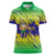 Brazil Christmas Women Polo Shirt with Tropical Santa Tribal Pattern National Colors and Merry Christmas Text Design - Wonder Print Shop