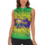 Brazil Christmas Women Sleeveless Polo Shirt with Tropical Santa Tribal Pattern National Colors and Merry Christmas Text Design - Wonder Print Shop