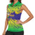 Brazil Christmas Women Sleeveless Polo Shirt with Tropical Santa Tribal Pattern National Colors and Merry Christmas Text Design - Wonder Print Shop