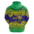 Brazil Christmas Zip Hoodie with Tropical Santa Tribal Pattern National Colors and Merry Christmas Text Design - Wonder Print Shop