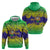 Brazil Christmas Zip Hoodie with Tropical Santa Tribal Pattern National Colors and Merry Christmas Text Design - Wonder Print Shop
