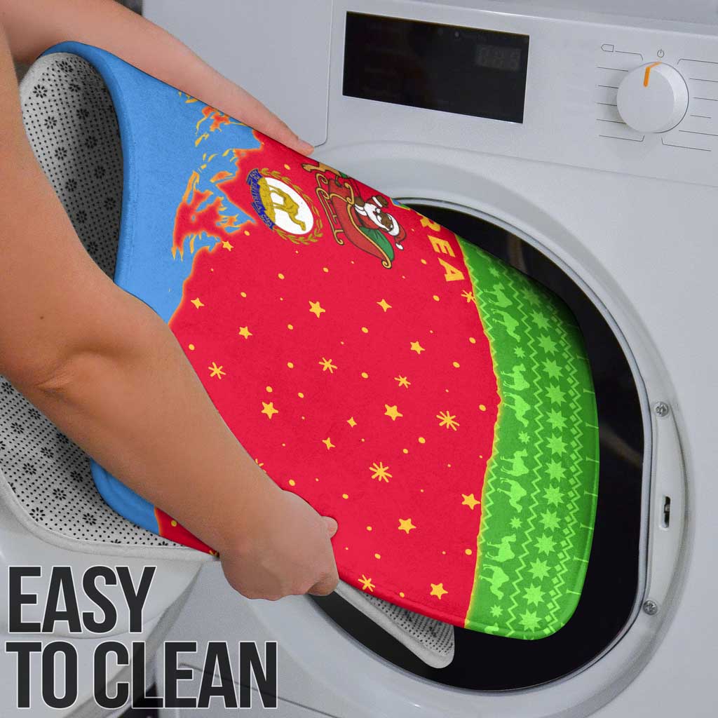 Eritrea Christmas Bathroom Set with Santa Claus Camel Sleigh National Emblem and Red Green Blue Pattern - Wonder Print Shop