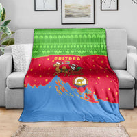 Eritrea Christmas Blanket with Santa Claus Camel Sleigh National Emblem and Red Green Blue Pattern - Wonder Print Shop