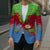 Eritrea Christmas Blazer with Santa Claus Camel Sleigh National Emblem and Red Green Blue Pattern - Wonder Print Shop